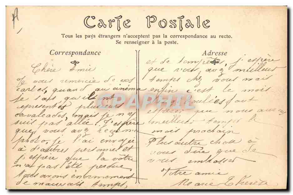 CPA Banque Le Havre La Banque de France et la rue Thiers Tramway — Rückseite