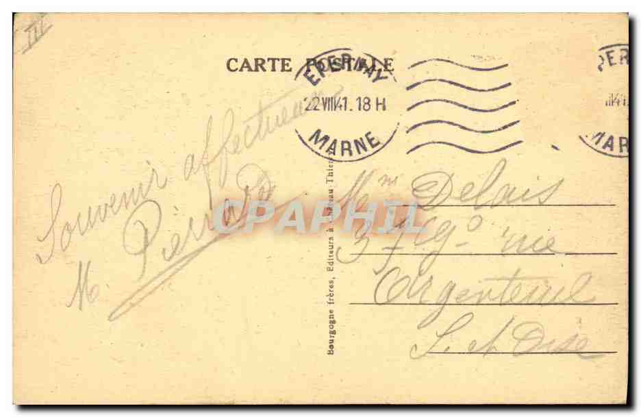 CPA Banque Epernay Rue de Chalons et Banque de France  — Rückseite