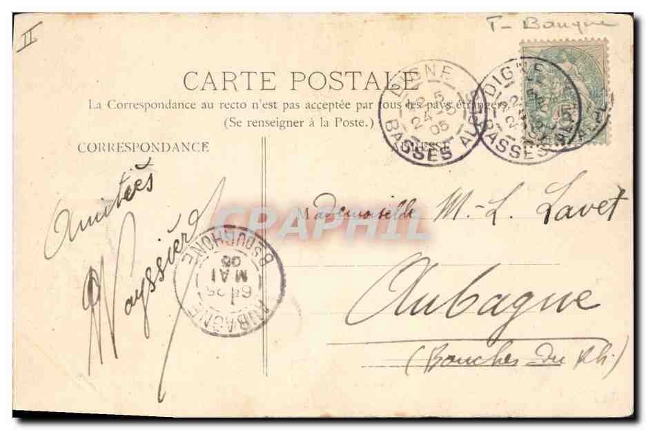 CPA Banque Digne La Banque de France et le Cote du Midi — Rückseite