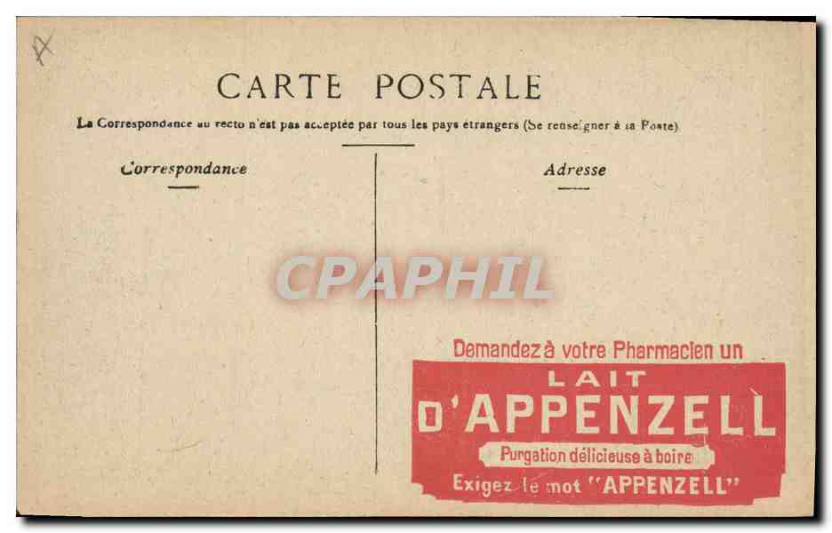 CPA Banque de France Paris Lait d'Appenzell — Rückseite