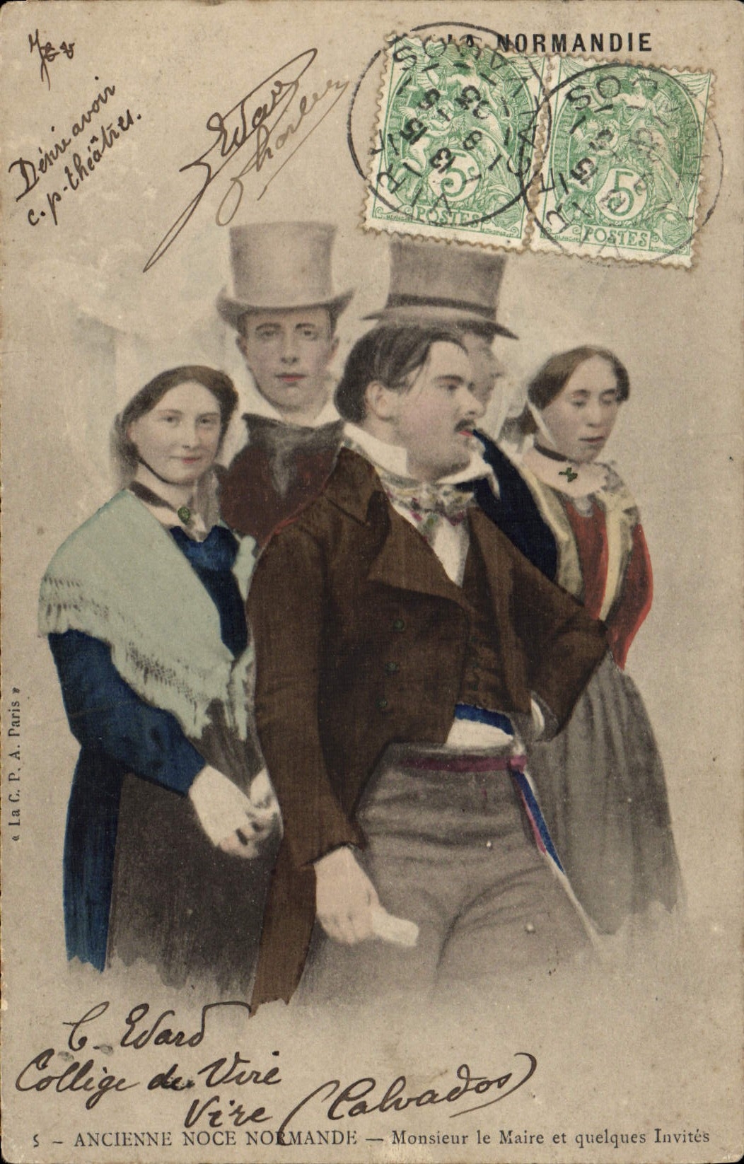 CPA Folklore Normandie Ancienne noce normande Monsieur le Maire et quelques invites