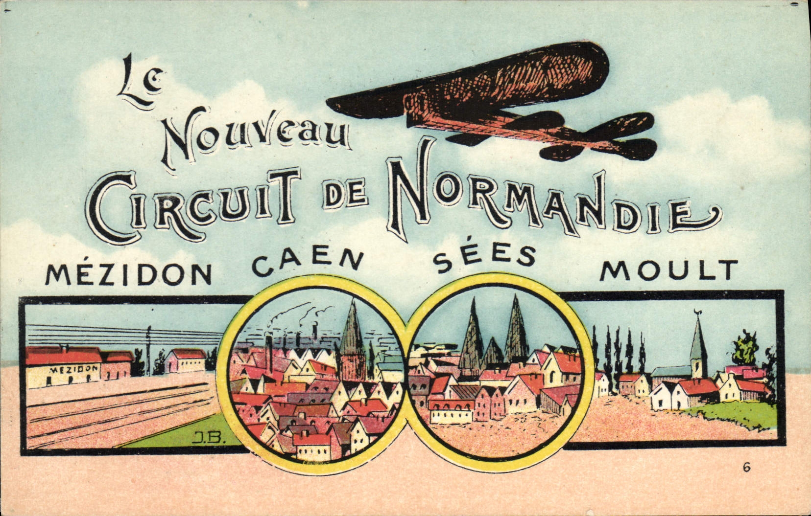 CPA Avion Aviation Le nouveau circuit de Normandie Avion Mezidon Caen Sees Moult
