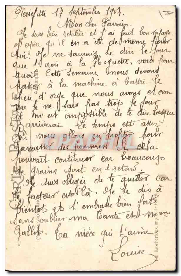 CPA Folklore Normandie Une bonne annee de pommes — Verso