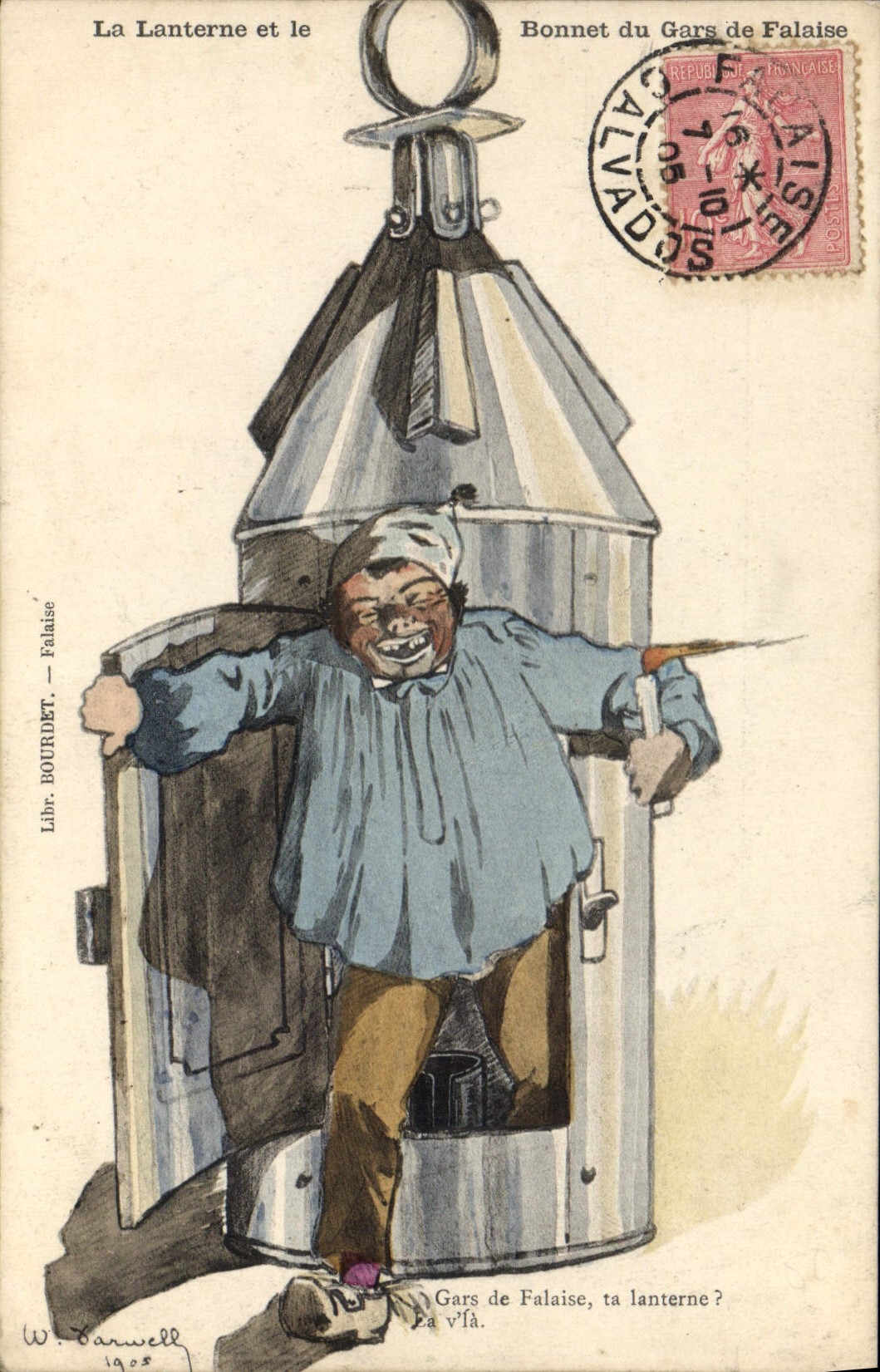 CPA Folklore Normandie La lanterne et le bonnet du Gars de Falaise 
