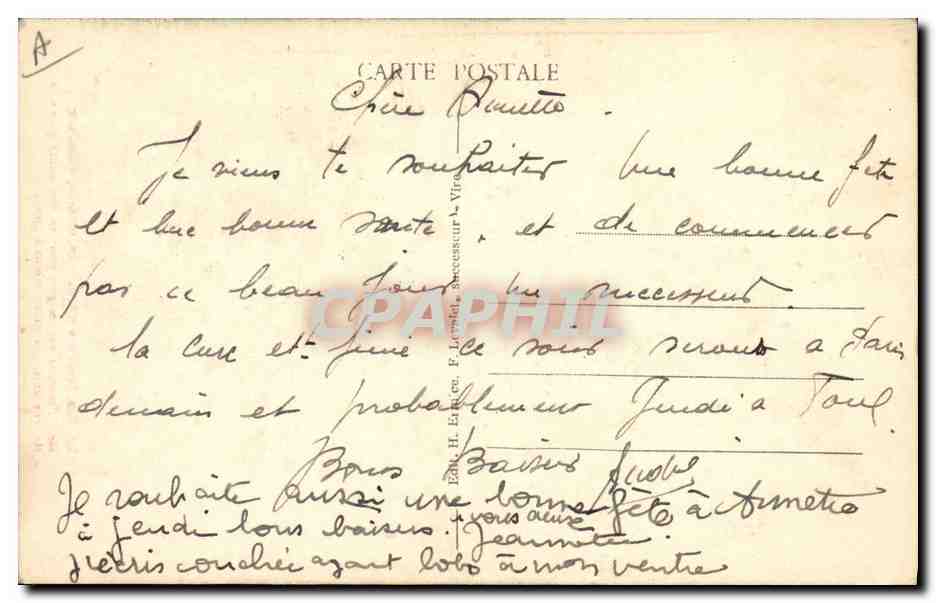 CPA Folklore Normandie En revenant d'confesse — Verso