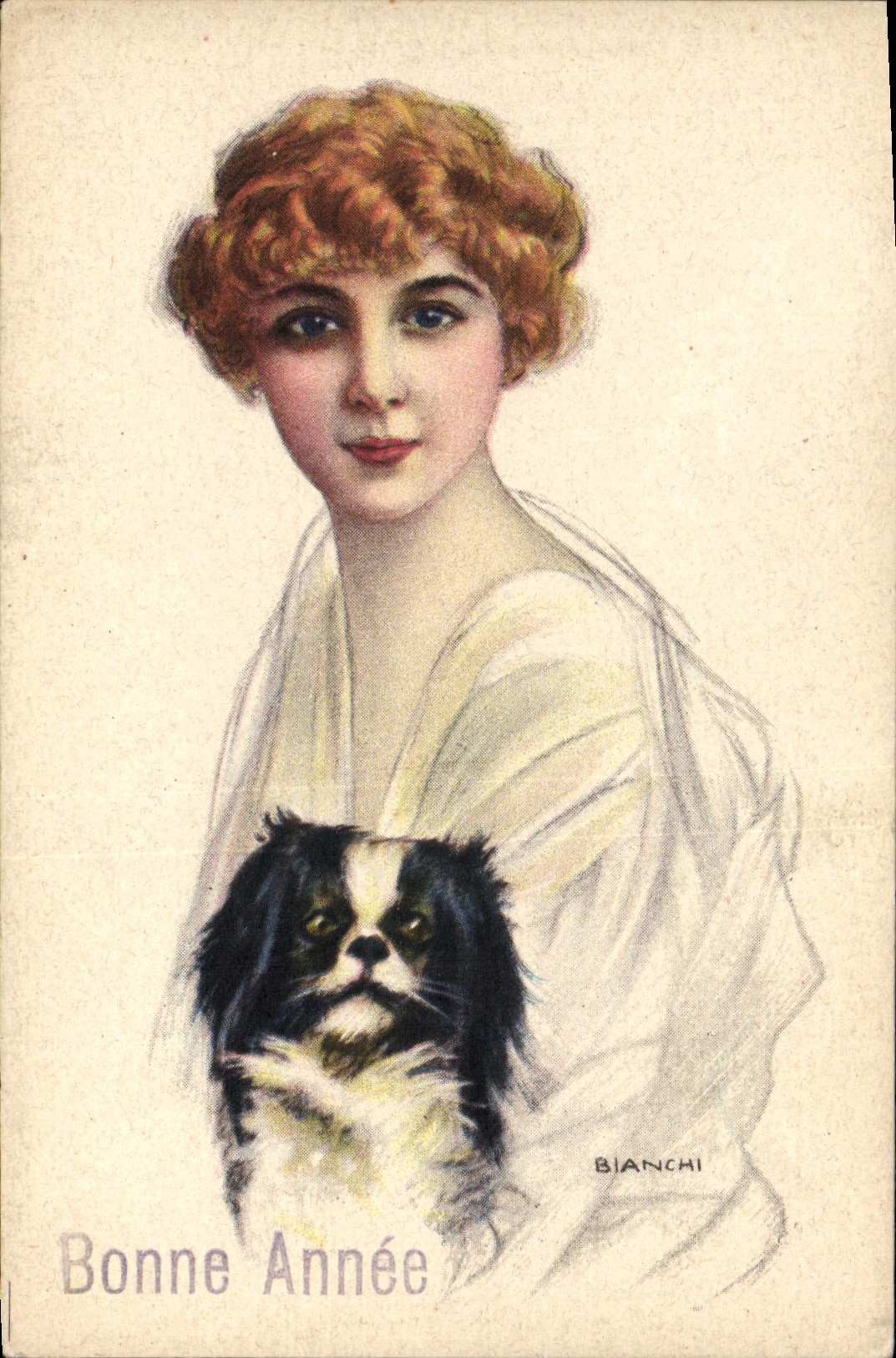 CPA Fantaisie Illustrateur Bianchi Femme Chien