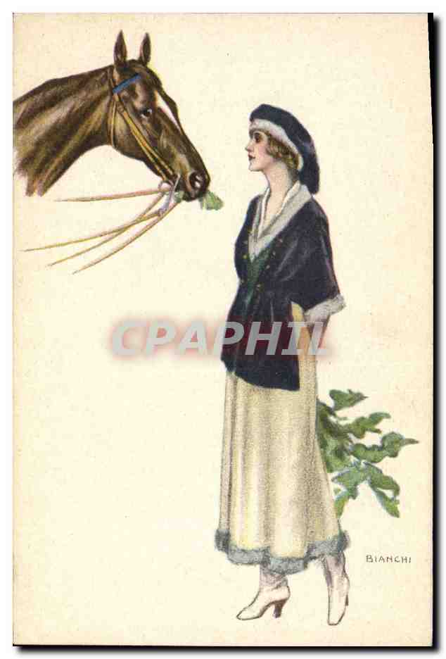 CPA Fantaisie Illustrateur Bianchi Femme Cheval