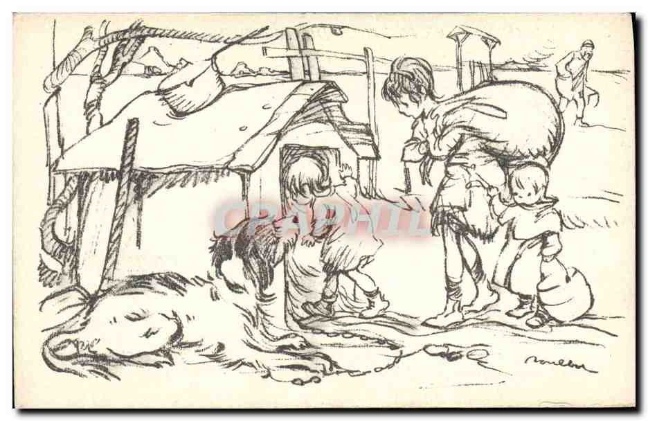 CPA Fantaisie Illustrateur Poulbot Chien