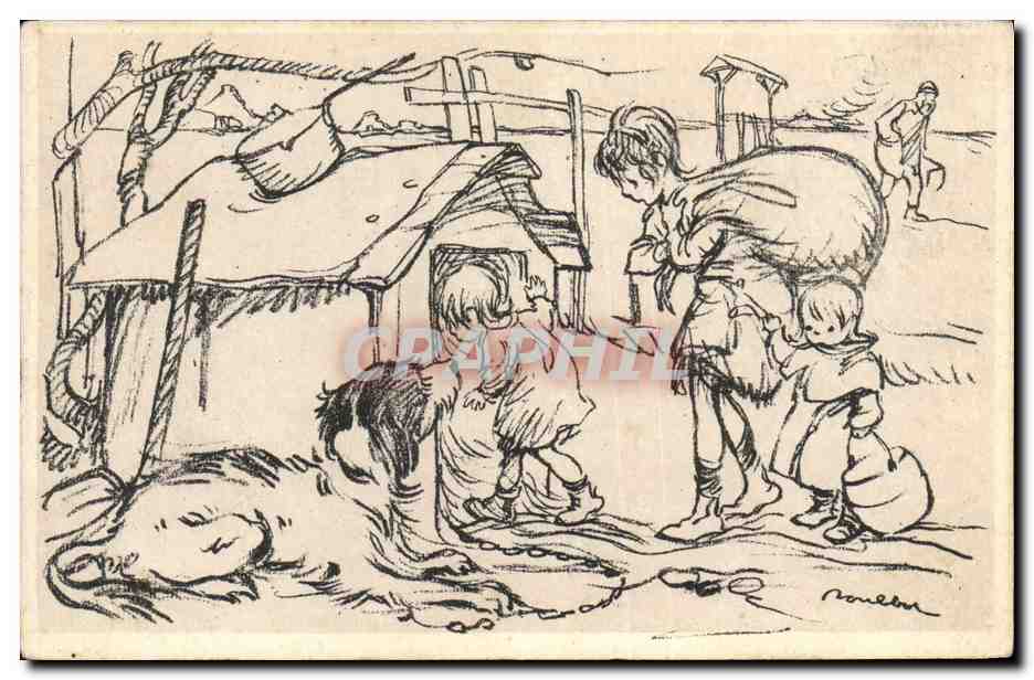 CPA Fantaisie Illustrateur Poulbot Chien
