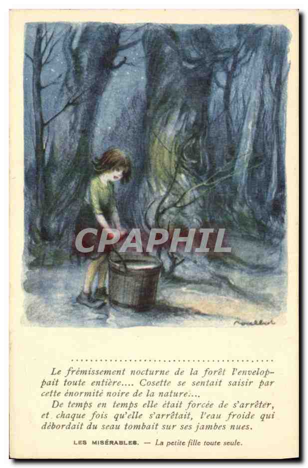 CPA Fantaisie Illustrateur Poulbot Victor Hugo Les Miserables La petite fille toute seule