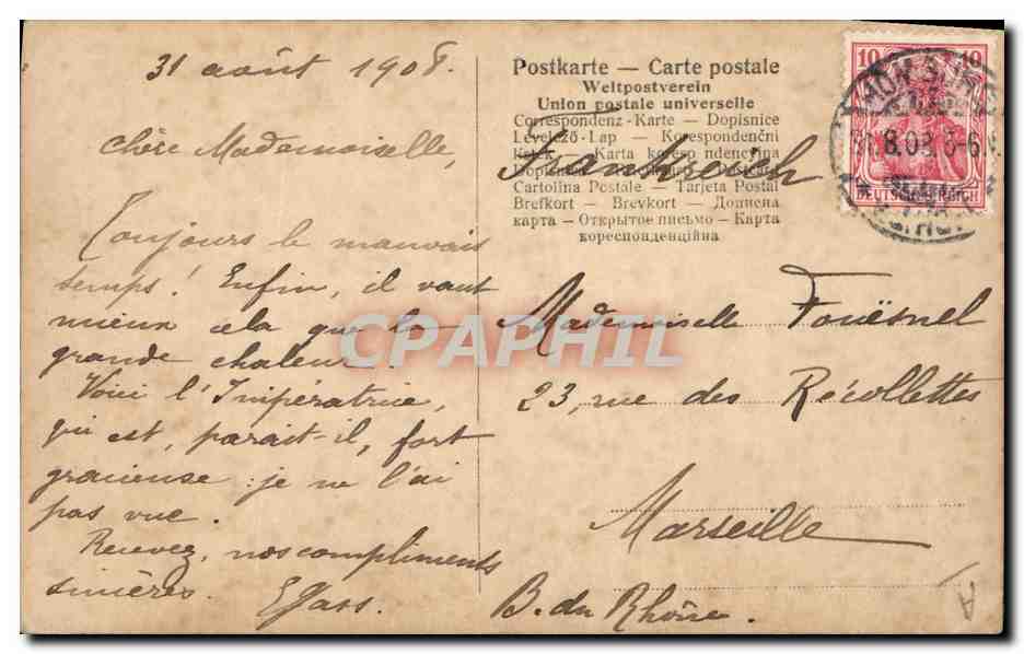 Kaiserin Augusta Victoria — Portrait en buste — éditeur non identifié — Verso