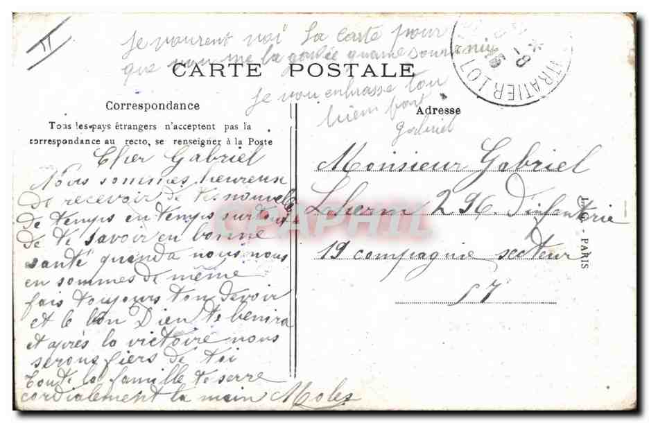 Pape Pie X bénissant la paix — réponse à la demande de François-Joseph — Le Guillou, n°1814 — Verso