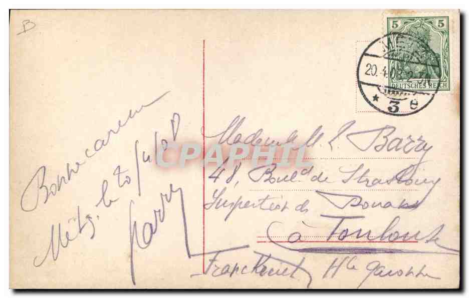 Prinz August Wilhelm u. Prinzessin Alexandra Victoria von Preussen u. Schleswig-Holstein — photographie originale par E. Bieber, Berlin, 1906 — éditeur Gustav Liersch & Co, n° 1522 — Achterkant