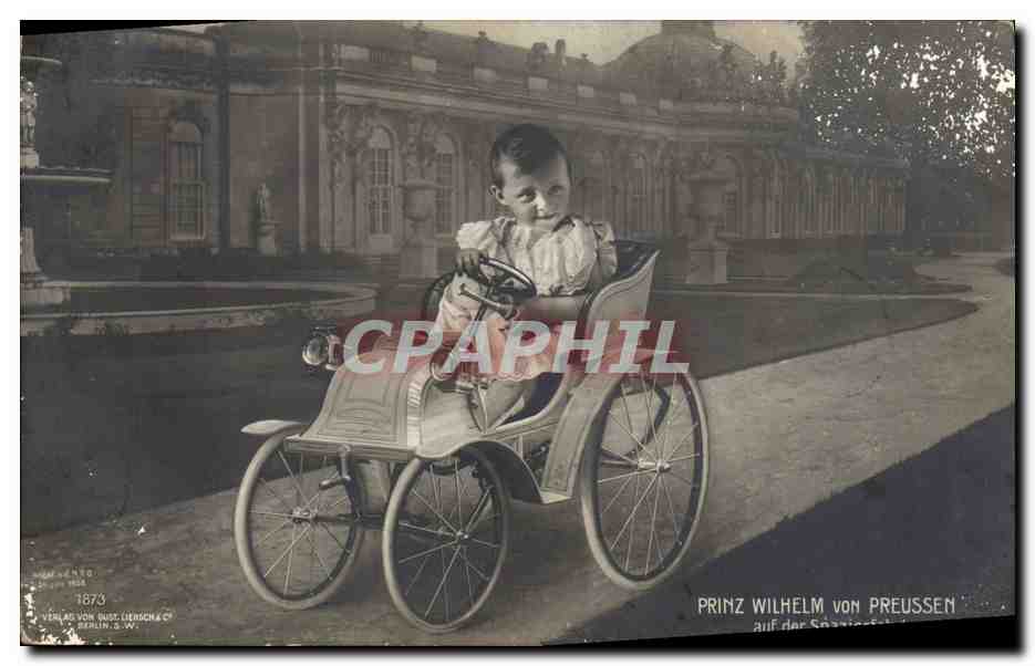 Prinz Wilhelm von Preussen — enfant dans un petit véhicule — éditeur Vinlas von Guss, Berlin