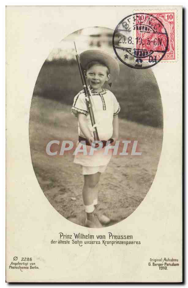 Prinz Wilhelm von Preussen — le plus âgé des enfants du couple royal — photographe G. Berger Potsdam, n° 2286