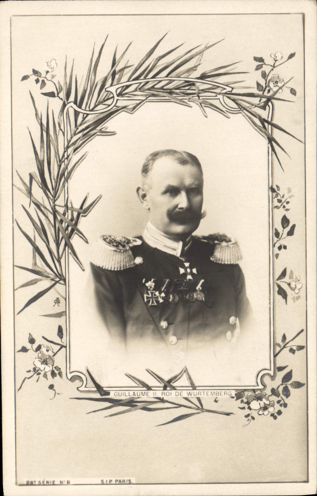 Guillaume II, roi de Wurtemberg — portrait en uniforme — S.I.P. Paris, série n°8