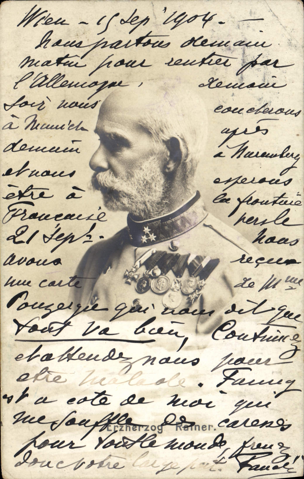 Empereur François-Joseph Ier — portrait — Erzherzog Rainer, éditeur inconnu, n° de série non visible