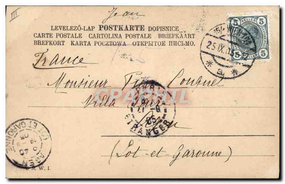 Kaiser Franz Joseph I. — portrait en uniforme — C. Louquet, n° non visible — Reverso