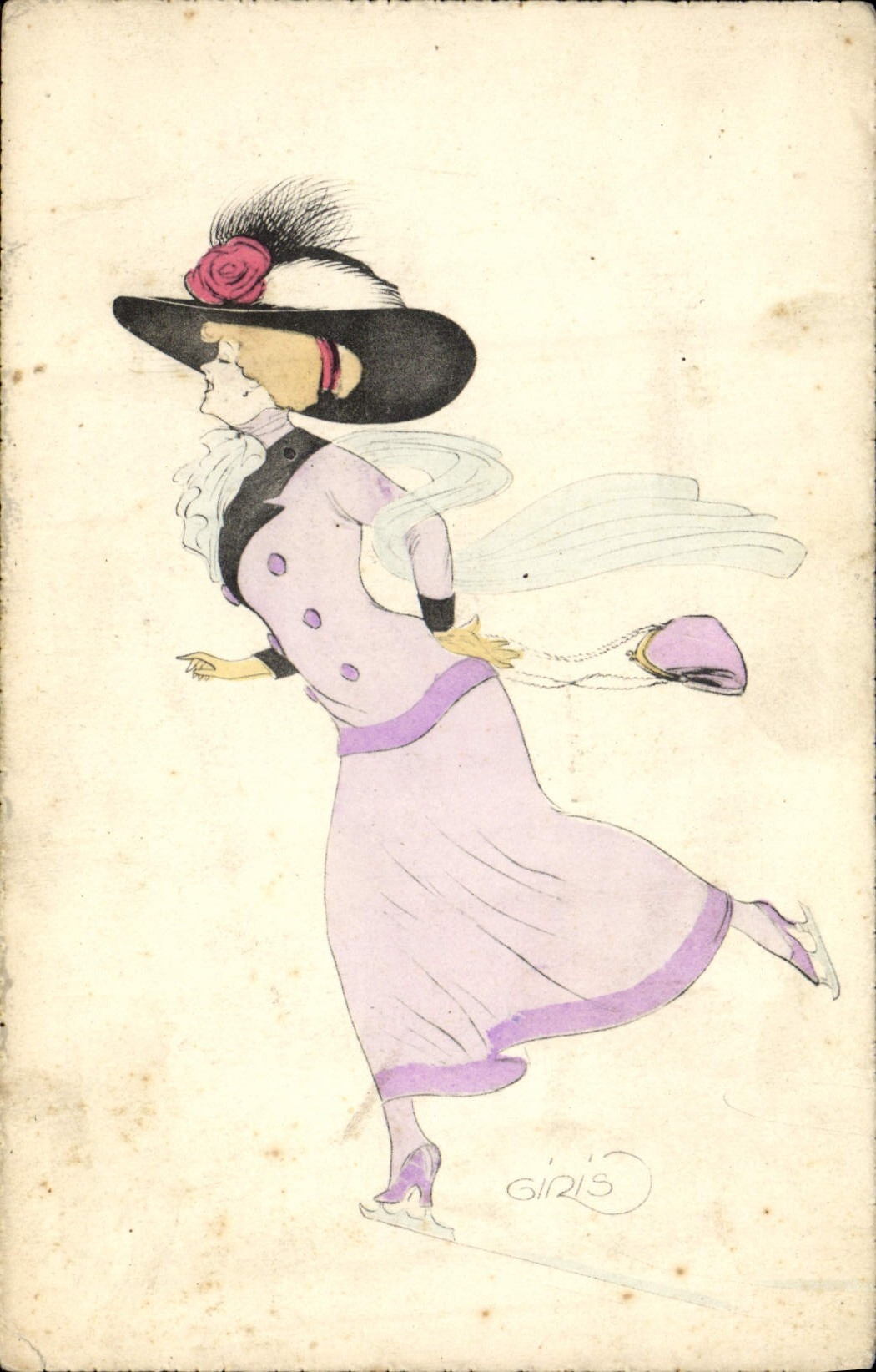CPA Fantaisie Illustrateur Femmes Patins a glace