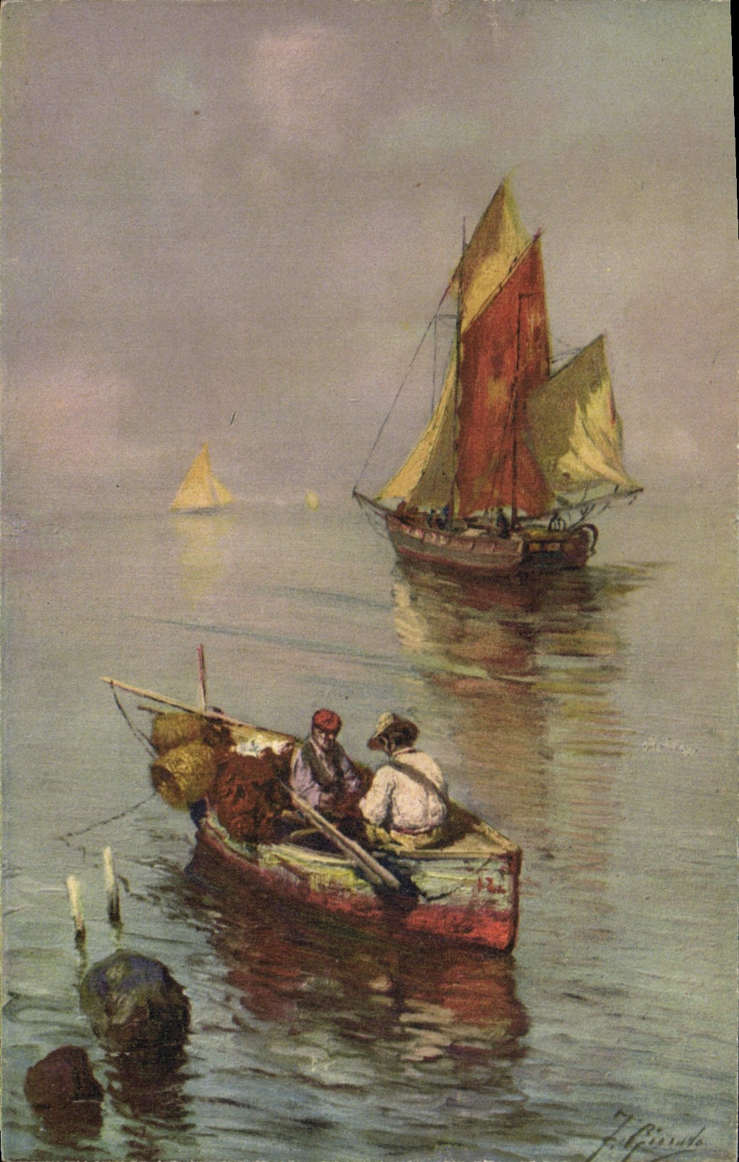 CPA Fantaisie Illustrateur Bateau 
