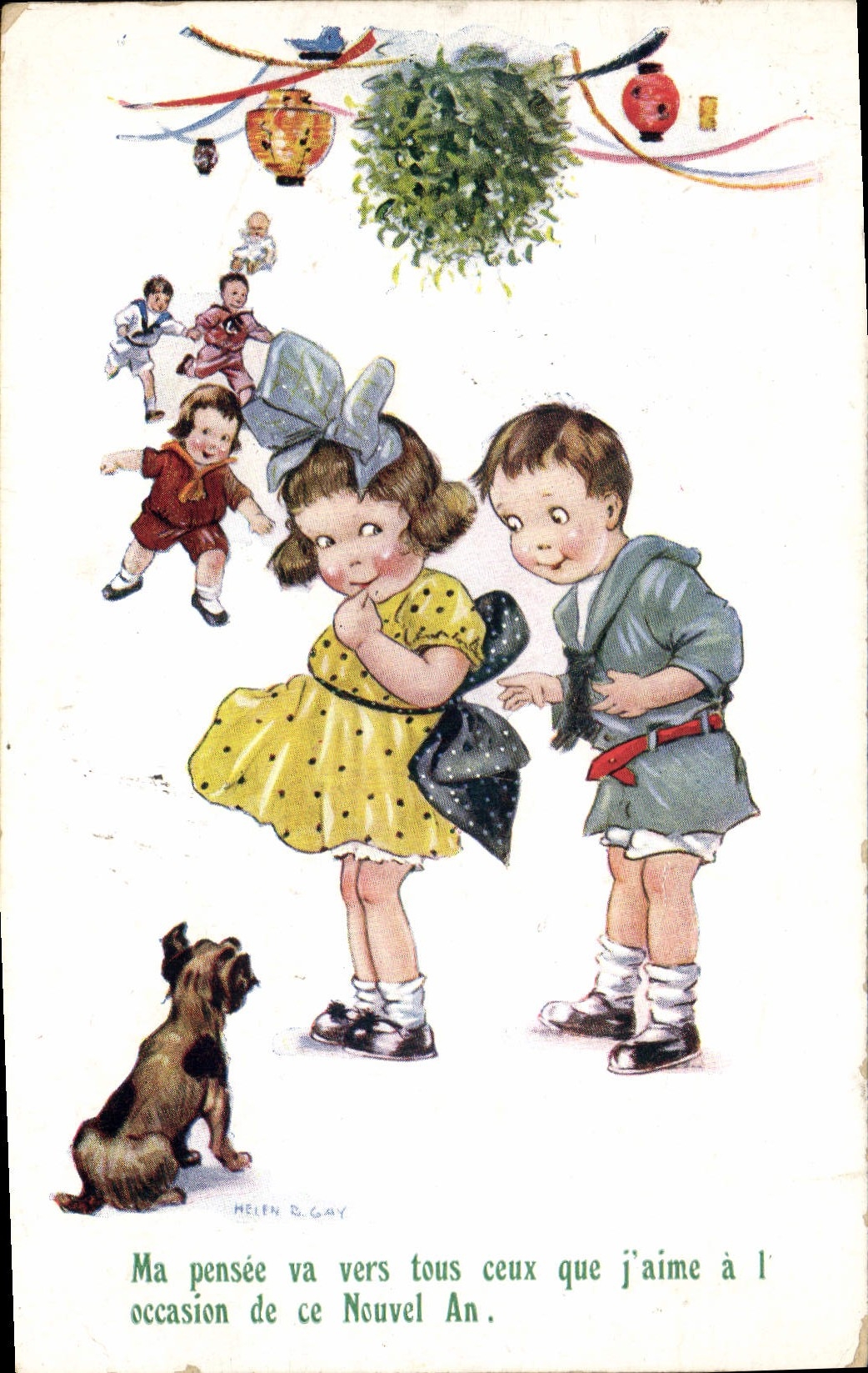 CPA Fantaisie Illustrateur Enfants Chien