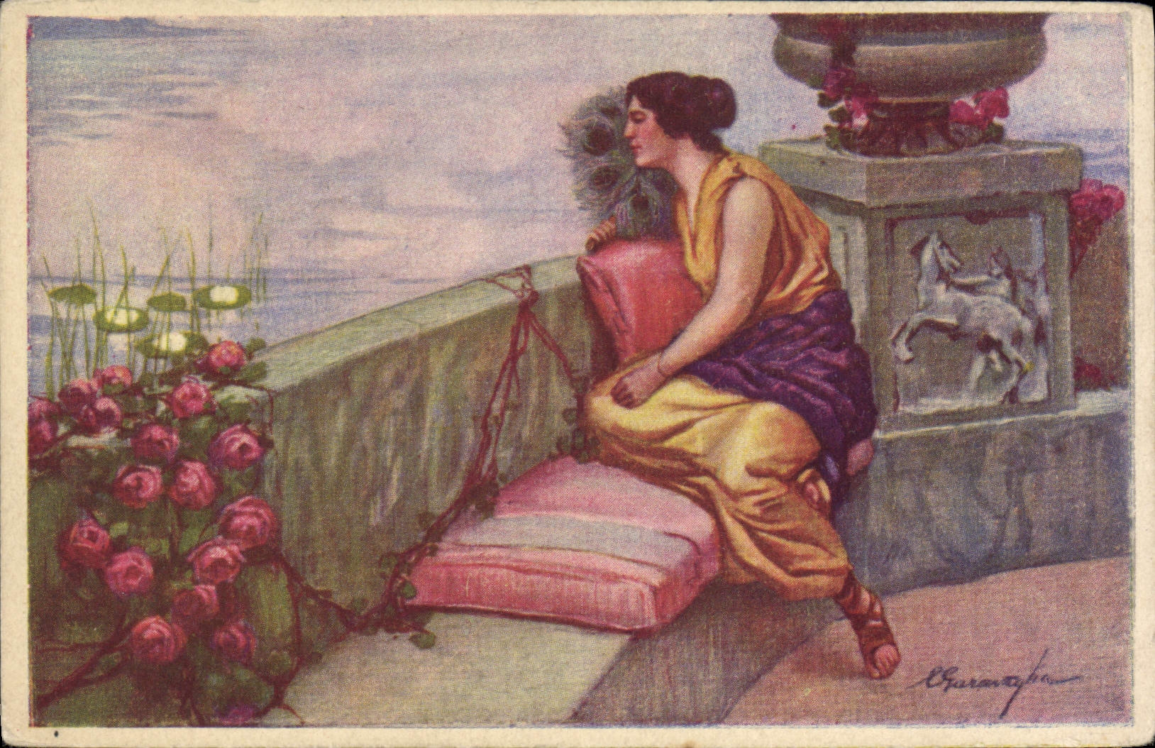 CPA Fantaisie Illustrateur Femme