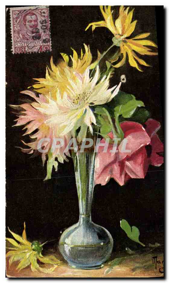 CPA Fantaisie Illustrateur Fleurs 