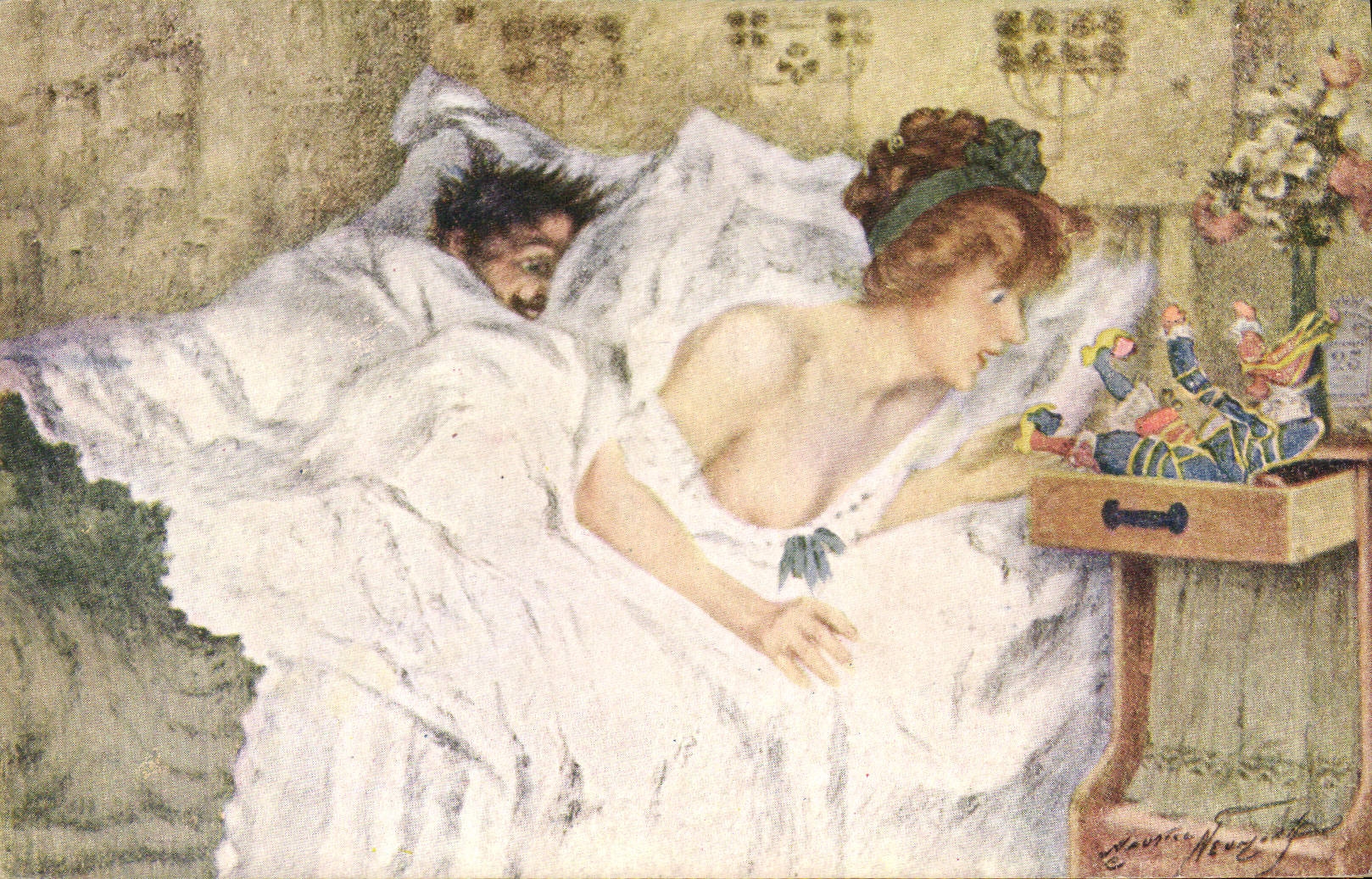 CPA Fantaisie Illustrateur Femme Maurice Neumont Le petit Noel de la jeune mariee