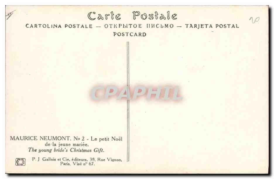 CPA Fantaisie Illustrateur Femme Maurice Neumont Le petit Noel de la jeune mariee — Rückseite