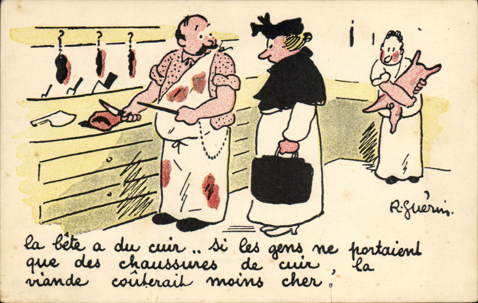 CPA Fantaisie Illustrateur Guerin Boucher Boucherie