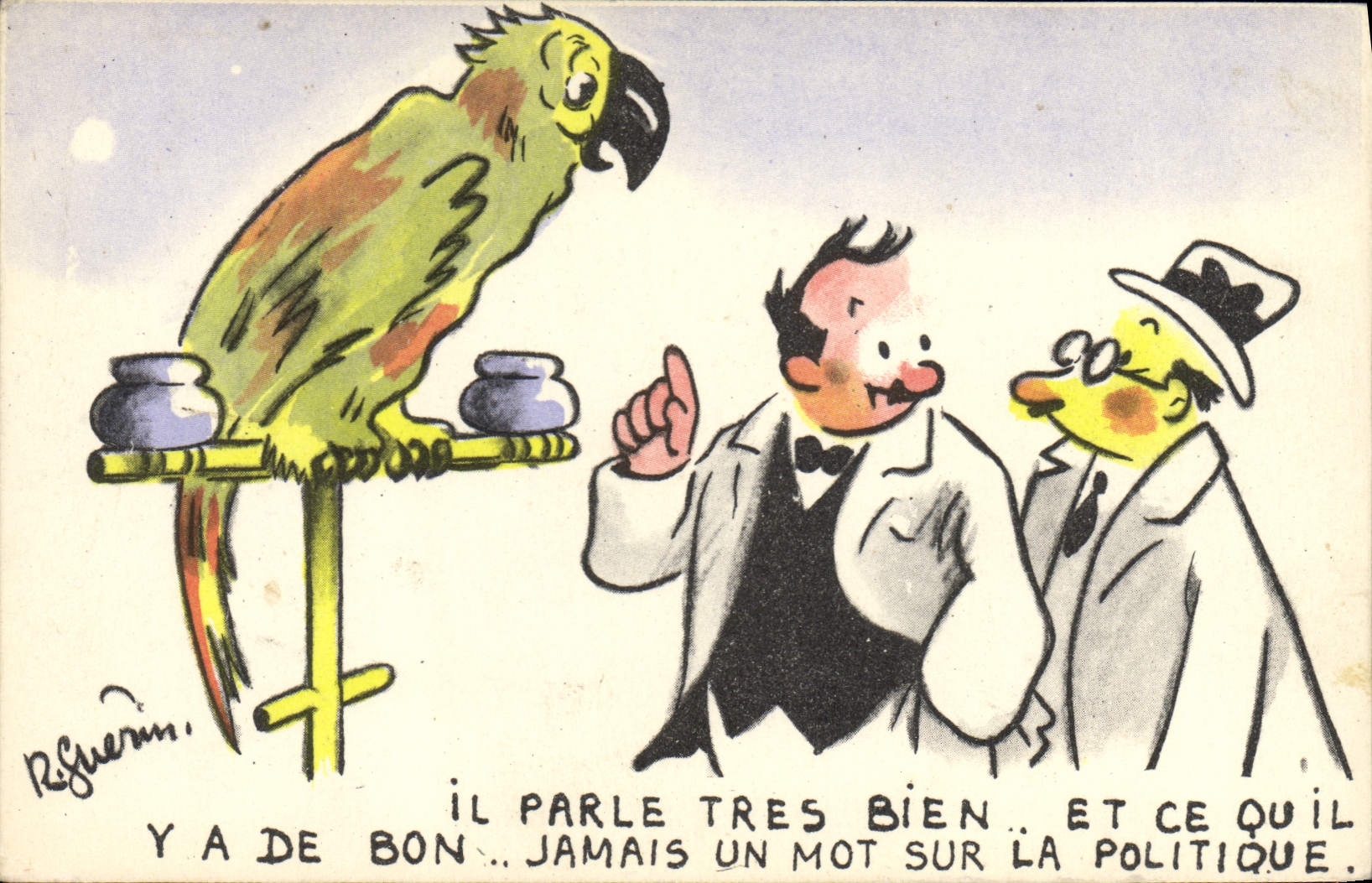 CPA Fantaisie Illustrateur Guerin Perroquet 