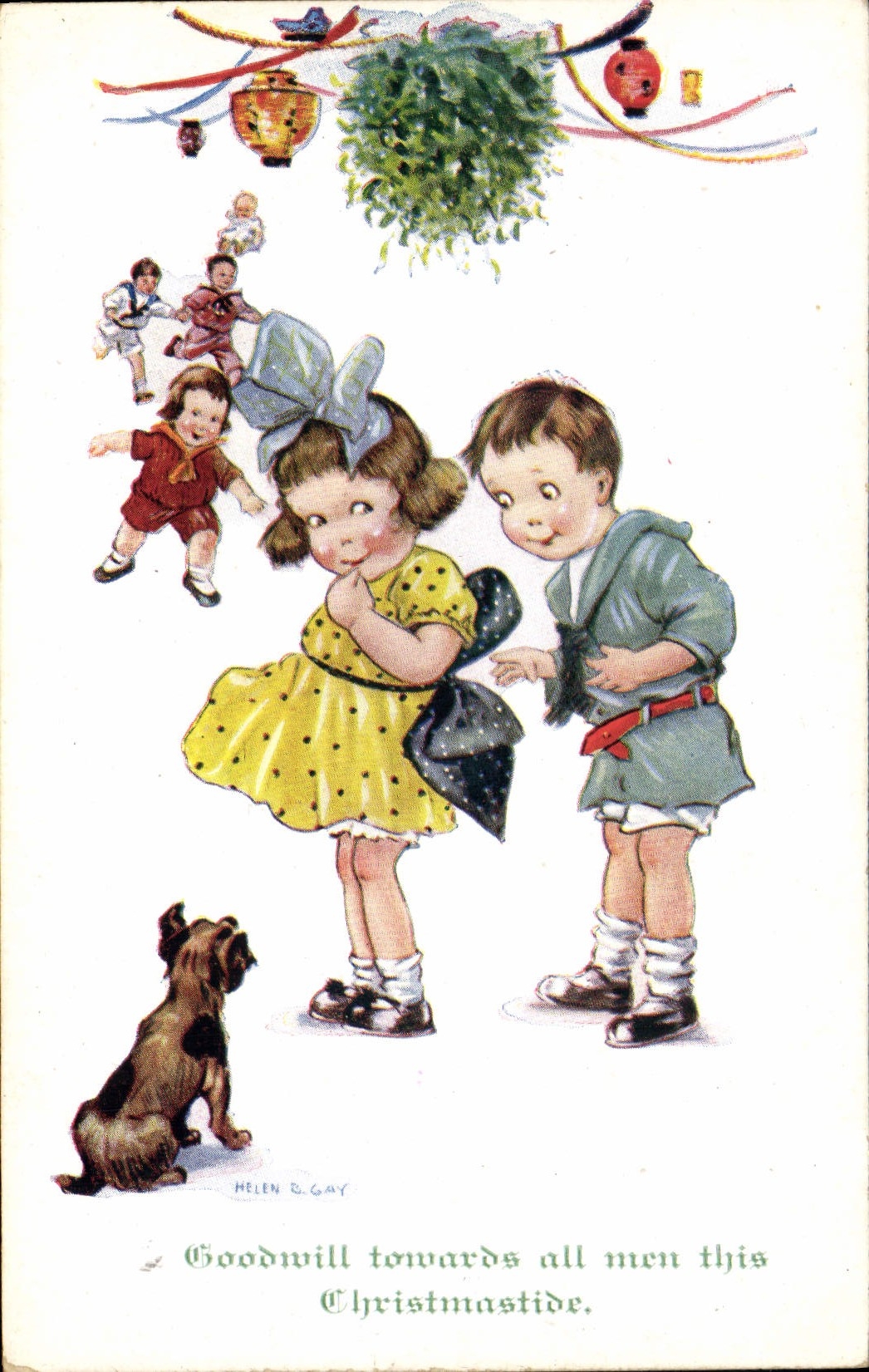 CPA Fantaisie Illustrateur Enfants Chien