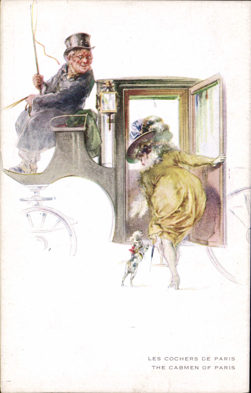 CPA Fantaisie Illustrateur Femme Caleche 