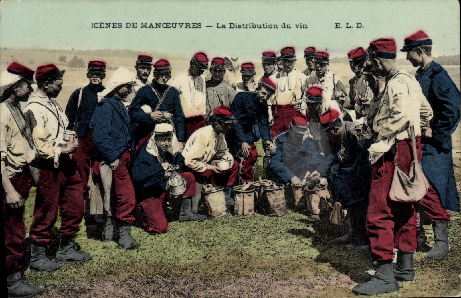 CPA Militaria Manoeuvres La distribution du vin 