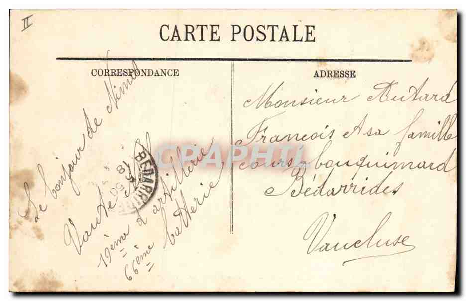CPA Militaria Artillerie Mise en batterie de 155mm d'un canon Rimailho — Rückseite