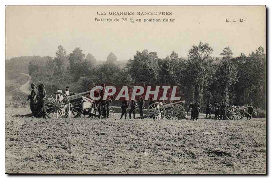 CPA Militaria Batteir de 75mm en position de tir 