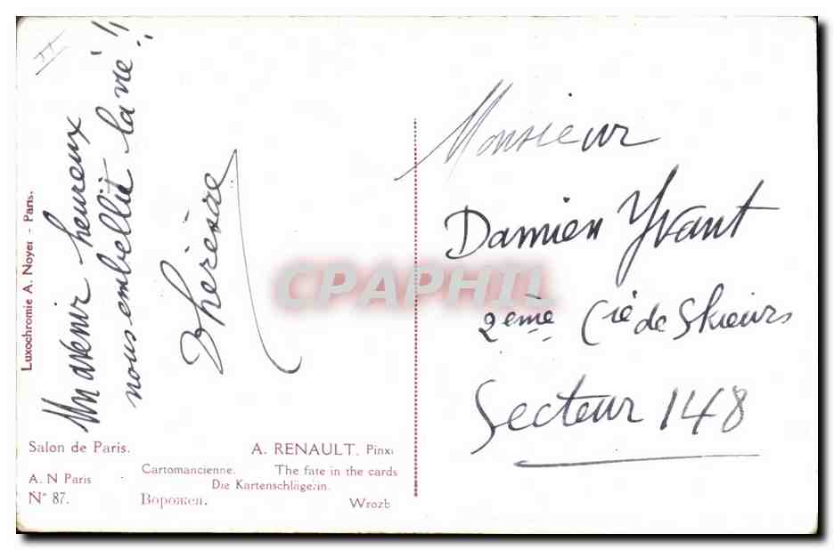 CPA Cartomancie Femme  — Rückseite