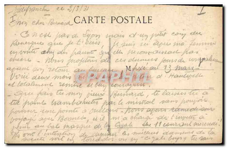 CPA Banque Aveyron Villefranche de Rouergue Porte de l'ancien Hotel de la Monnaie  — Rückseite