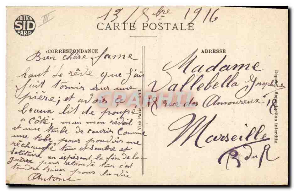 CPA Mandat Carte Soldat Militaria  — Rückseite