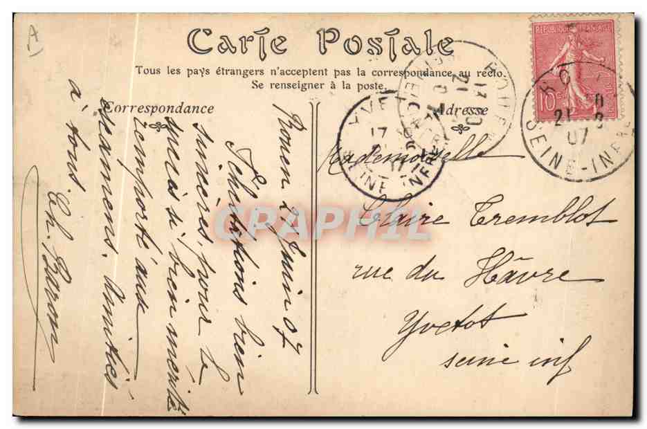 CPA Folklore Ancien costume Normand — Verso