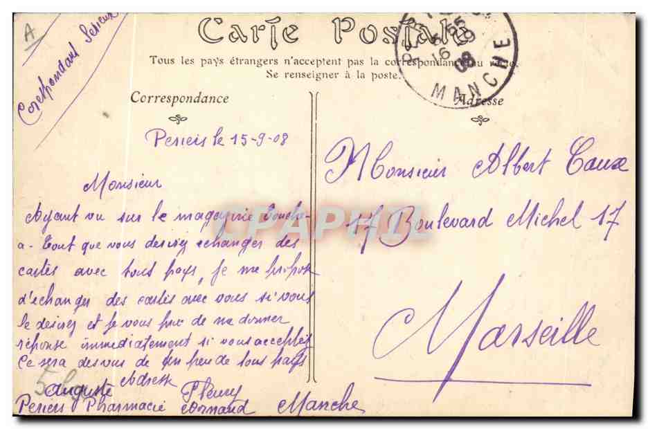 CPA Folklore Paysanne Normande Ancien costume  — Verso