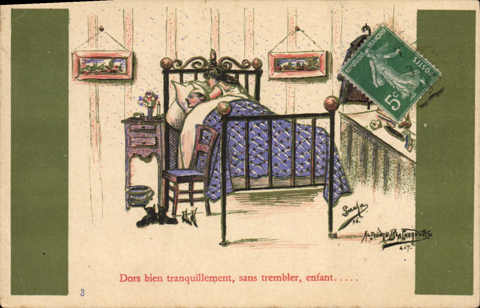 CPA Fantaisie Illustrateur Au lit