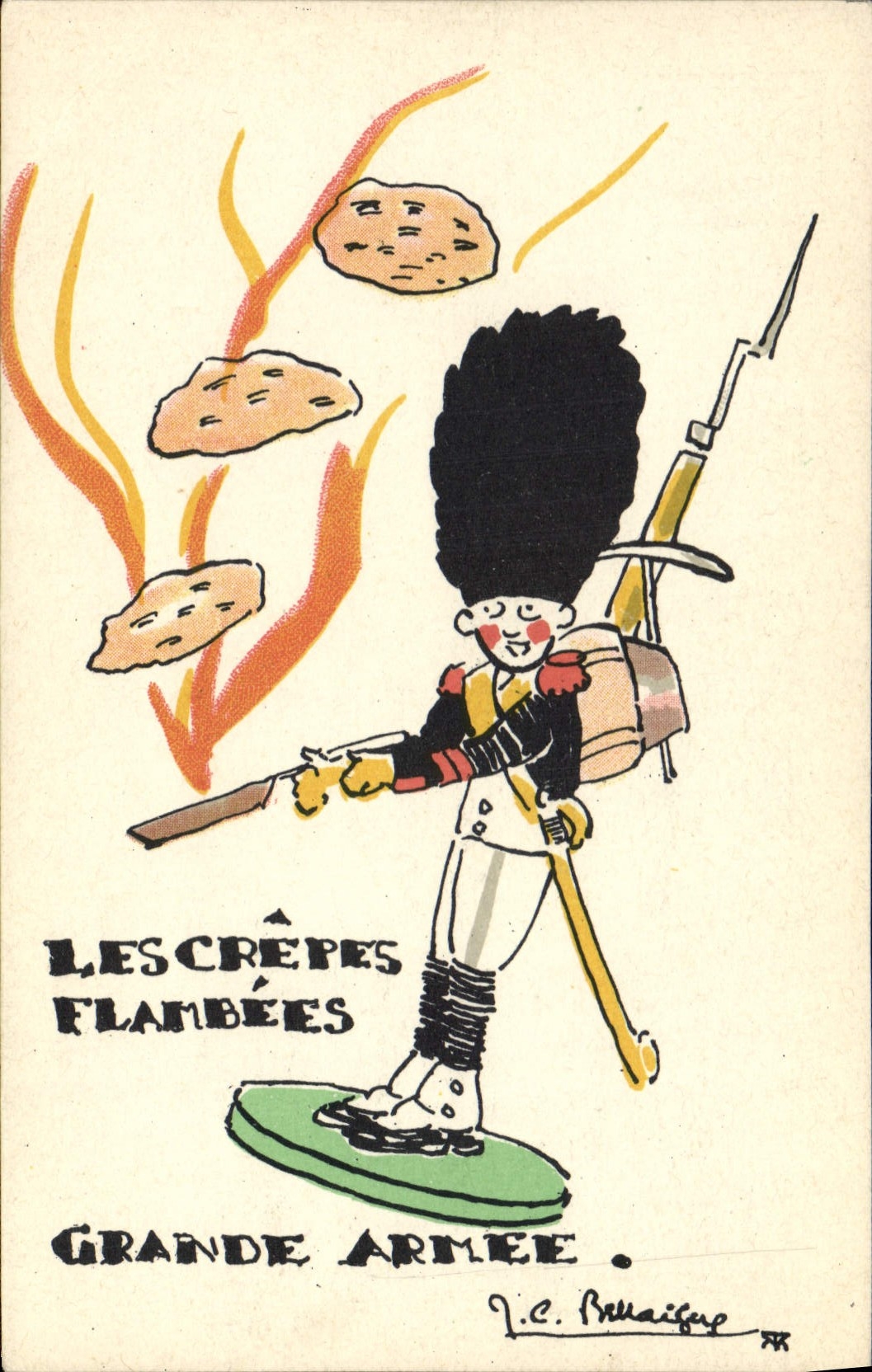 CPA Fantaisie Illustrateur Les crepes flambees Grande Armee Militaria