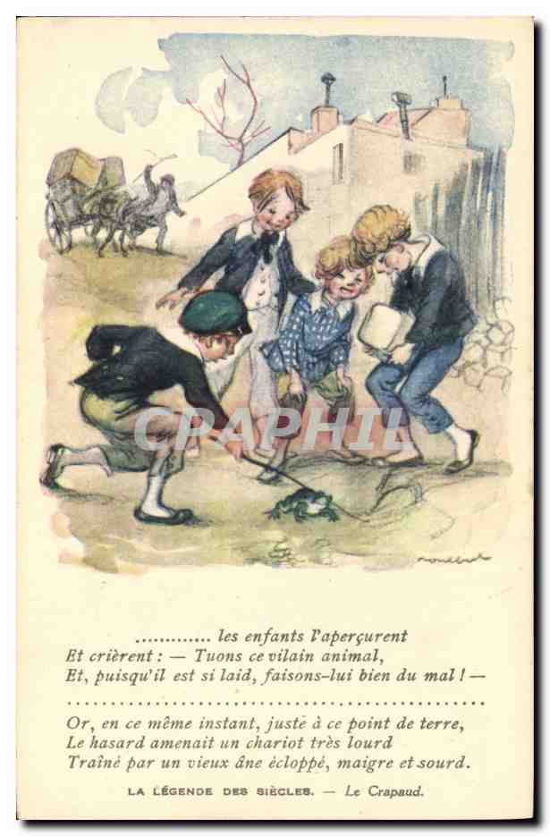 CPA Fantaisie Illustrateur Poulbot Victor Hugo La legende des siecles Grenouille Crapaud