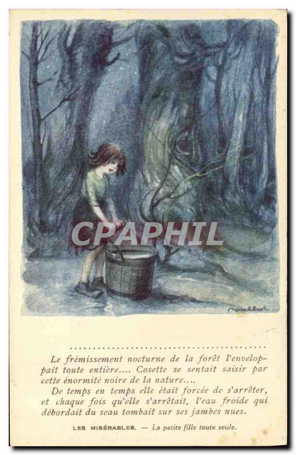 CPA Fantaisie Illustrateur Poulbot Victor Hugo Les Miserables La petite fille toute seule