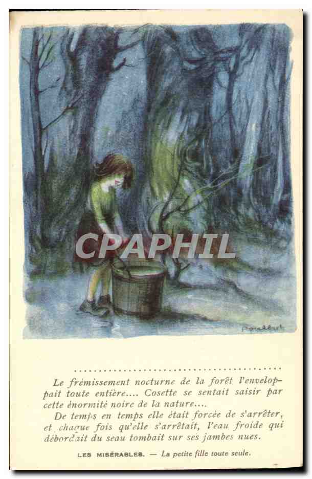 CPA Fantaisie Illustrateur Poulbot Les Miserables La petite fille toute seule