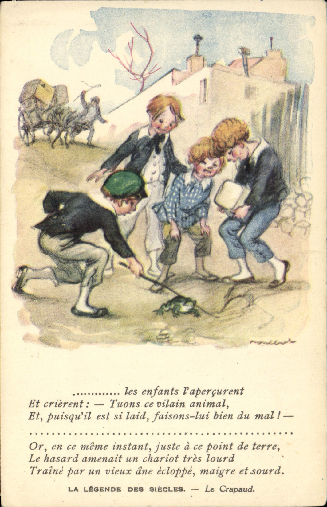 CPA Fantaisie Illustrateur Poulbot Victor Hugo La legende des siecles Le Crapaud Grenouille
