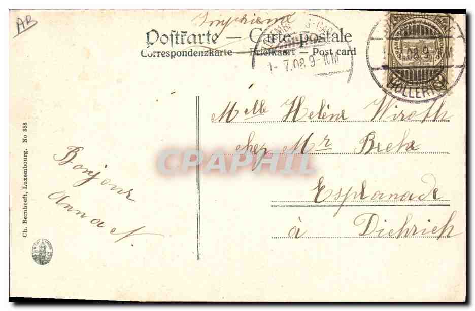 Prinzessin Charlotte — avec un cheval — éditeur Ch. Bernhoeft, Luxembourg, n° 858 — Achterkant