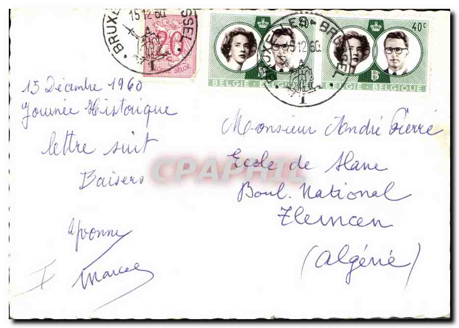 Leurs Altesse Royales — Le Roi et la Reine de Belgique — Bruxelles le 15 décembre 1960 — Achterkant