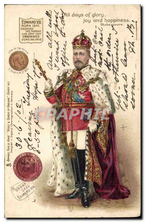 Roi Édouard VII — couronné le 26 juin 1902 — éditeur Reymell & Sons, série 67